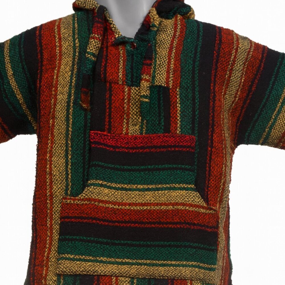 Vibrant Multicolor Striped Baja Hoodie Poncho | Surf Hippie Boho